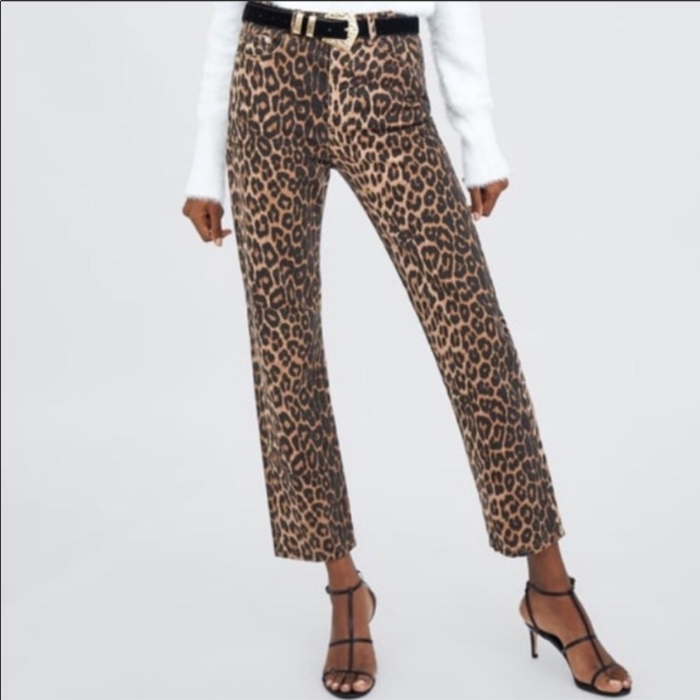 Zara leopard jeans